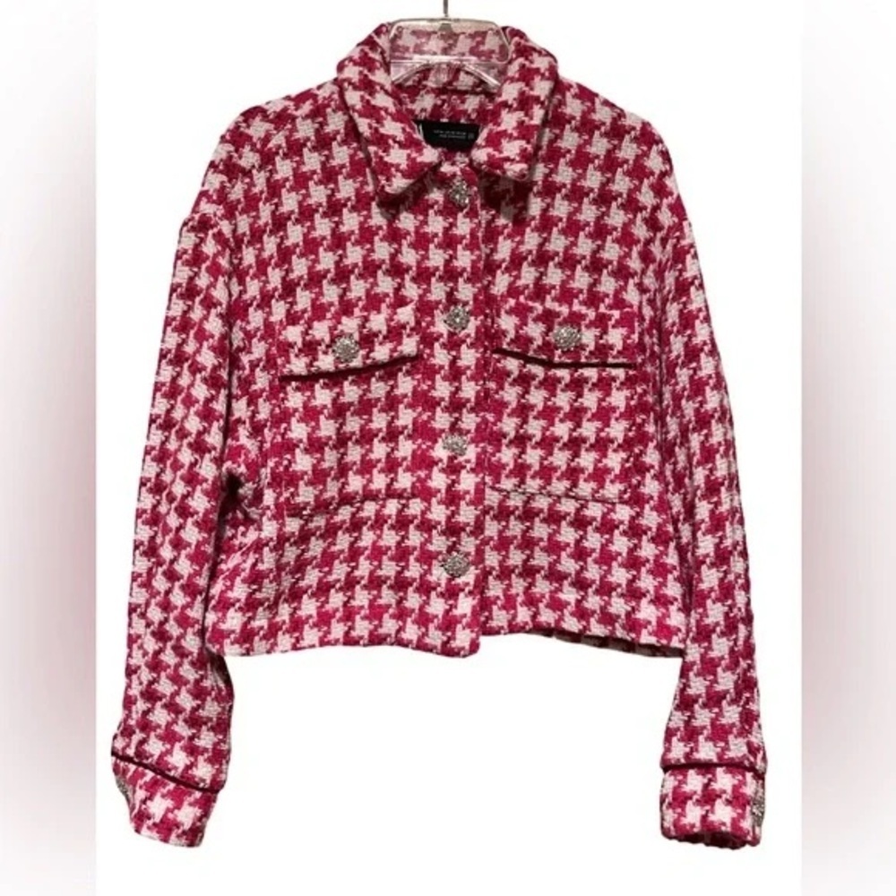 Zara Pink and Cream Textured Jacket -XS - Picture 6 of 6